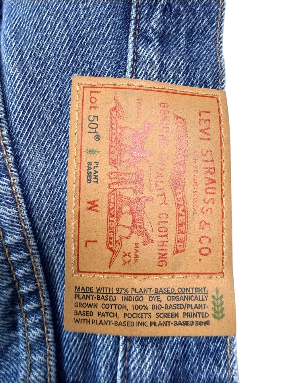 Levi’s 501 Plant-Based Straight Leg Jeans Button Fly Raw Hem Women’s W30 L29 - Picture 9 of 10